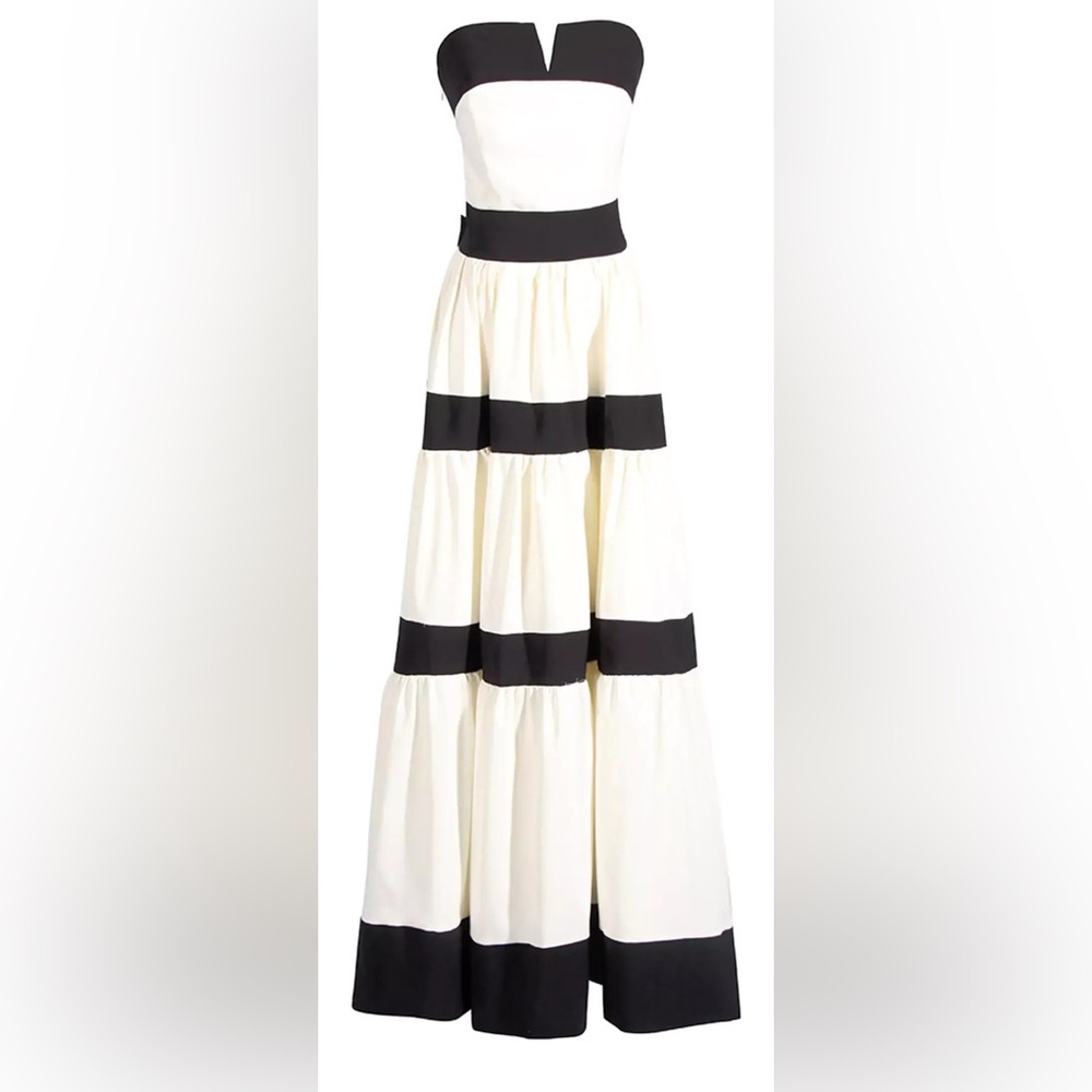 Strapless striped White Dress with Black Bows - Picture 3 of 5